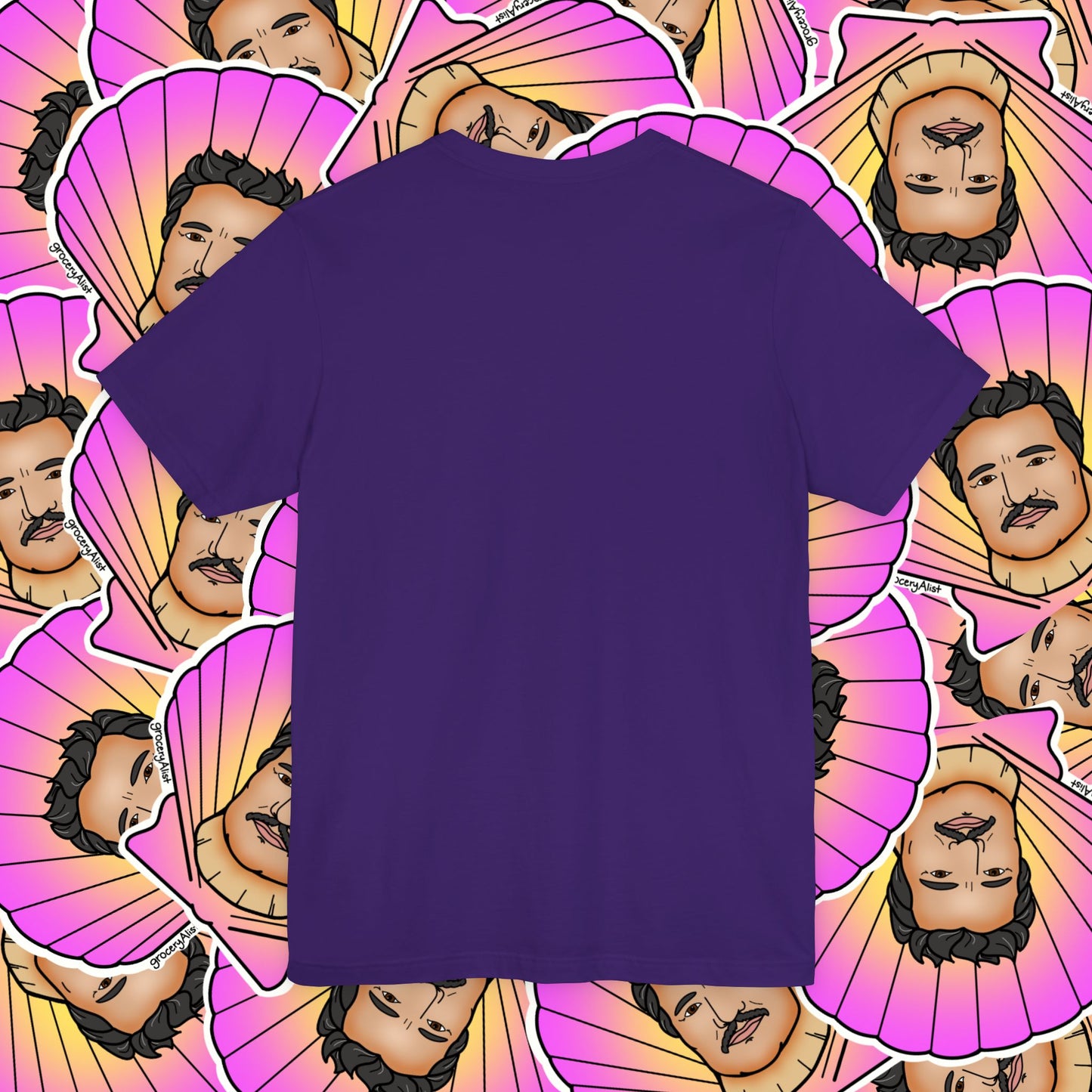 Pedro Pascallop T-shirt Full Front | Celebrity Food Pun T-shirt | Famous Actor Dad Joke Shirt