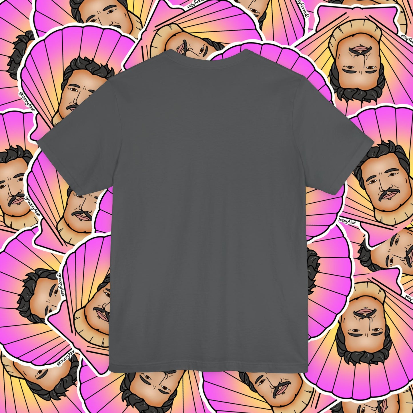 Pedro Pascallop T-shirt Full Front | Celebrity Food Pun T-shirt | Famous Actor Dad Joke Shirt