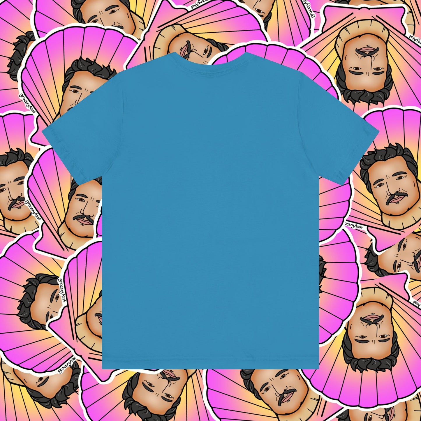 Pedro Pascallop T-shirt Full Front | Celebrity Food Pun T-shirt | Famous Actor Dad Joke Shirt