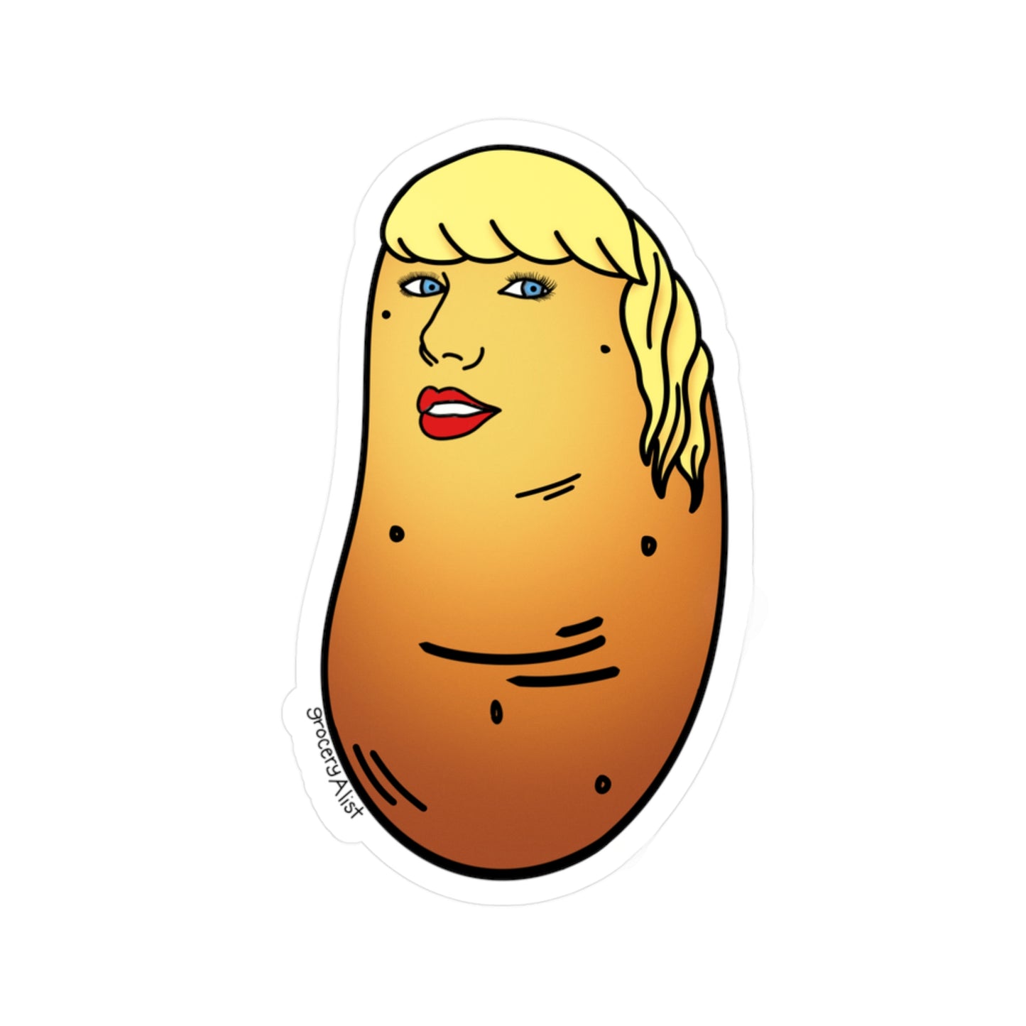 Tater Swift Vinyl Sticker | Funny Celebrity Food Pun | Famous Singer Wordplay Decal - Fun Sticker for Car/Water Bottle/Notebook