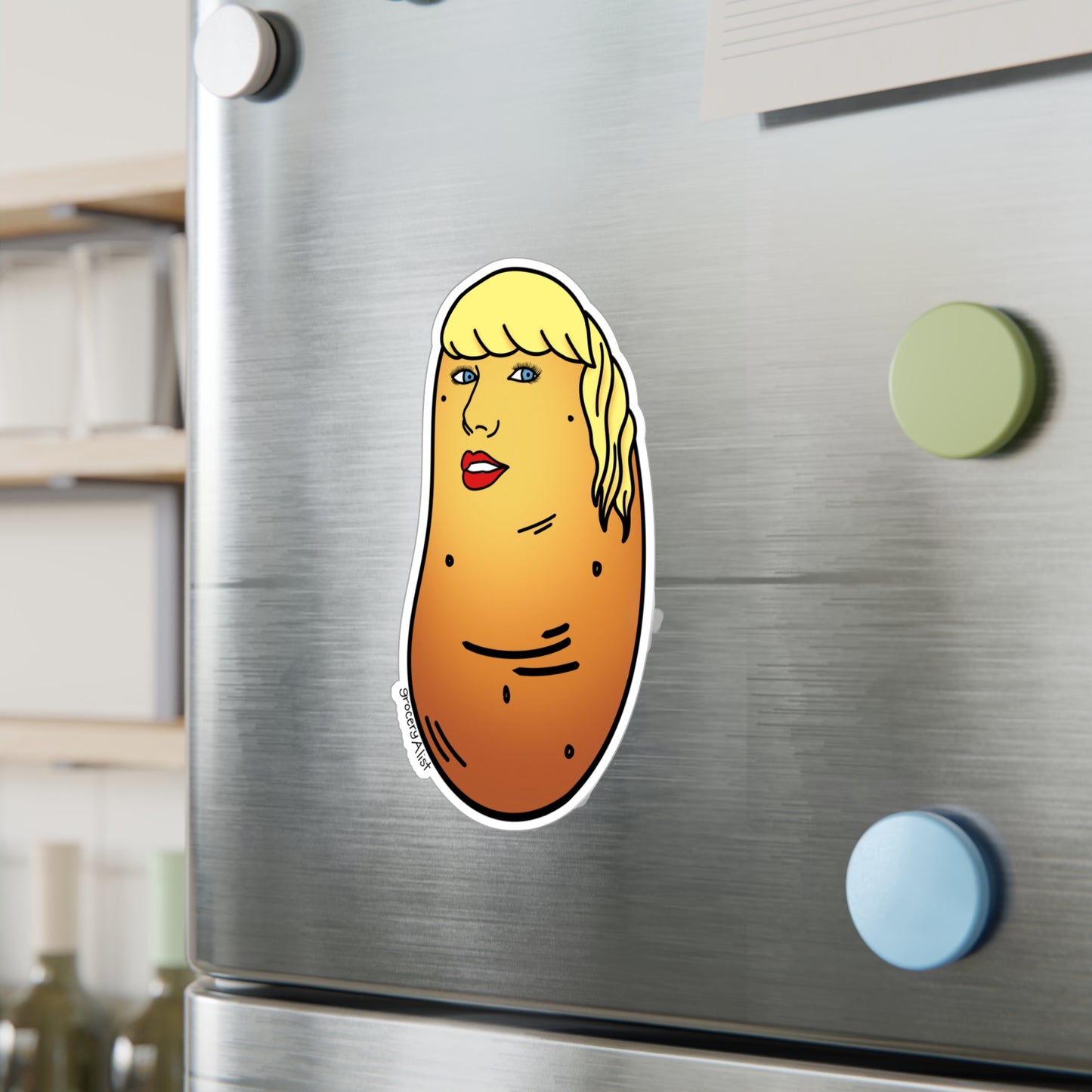 Tater Swift Vinyl Sticker | Funny Celebrity Food Pun | Famous Singer Wordplay Decal - Fun Sticker for Car/Water Bottle/Notebook