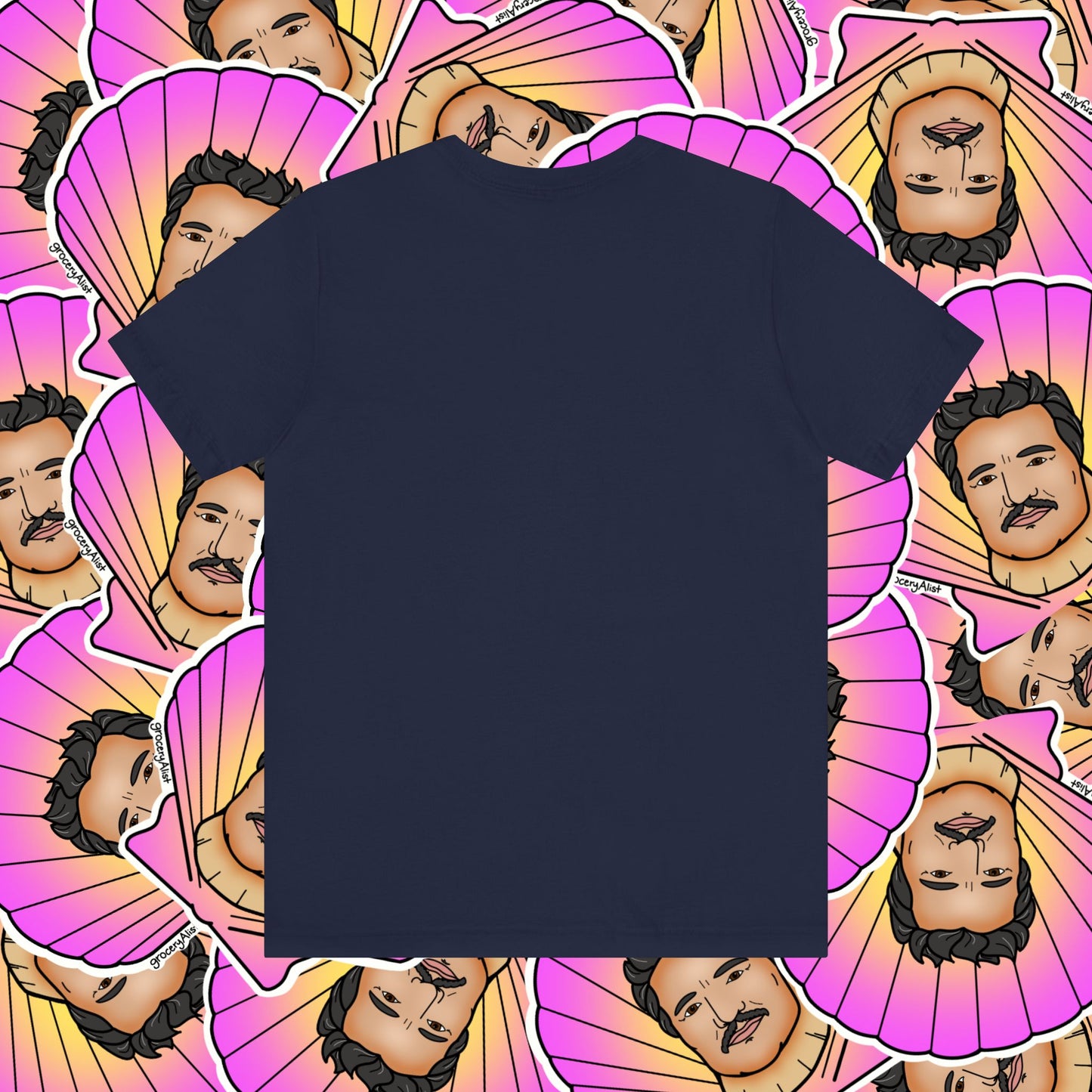 Pedro Pascallop T-shirt Full Front | Celebrity Food Pun T-shirt | Famous Actor Dad Joke Shirt