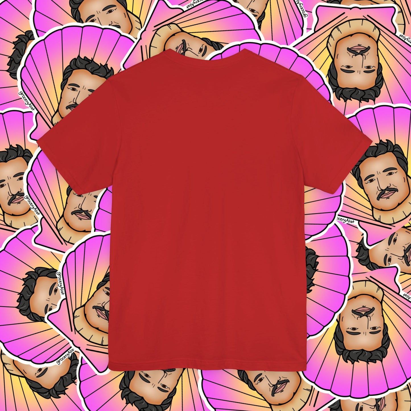Pedro Pascallop T-shirt Full Front | Celebrity Food Pun T-shirt | Famous Actor Dad Joke Shirt