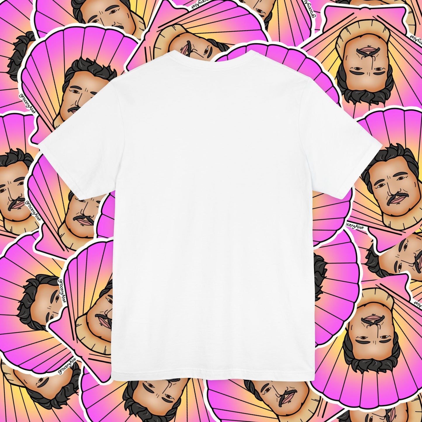 Pedro Pascallop T-shirt Full Front | Celebrity Food Pun T-shirt | Famous Actor Dad Joke Shirt