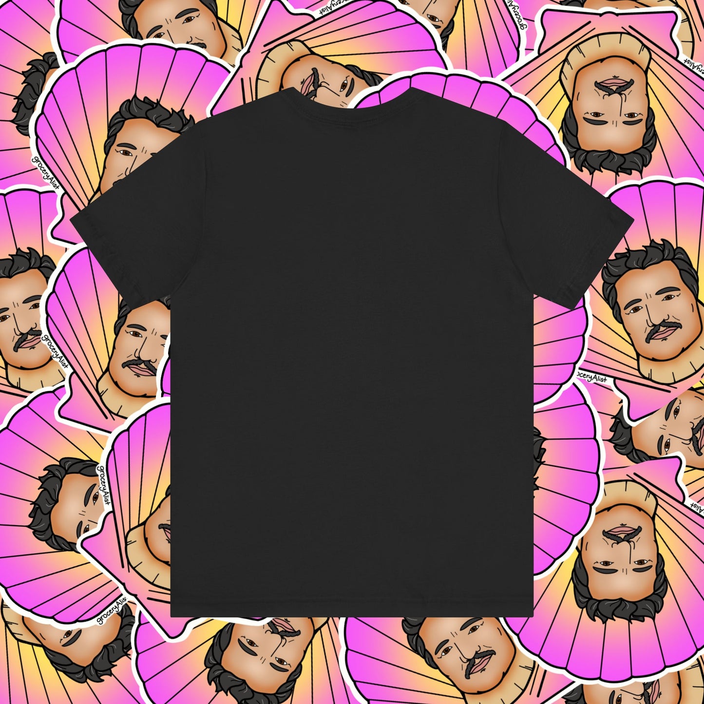 Pedro Pascallop T-shirt Full Front | Celebrity Food Pun T-shirt | Famous Actor Dad Joke Shirt