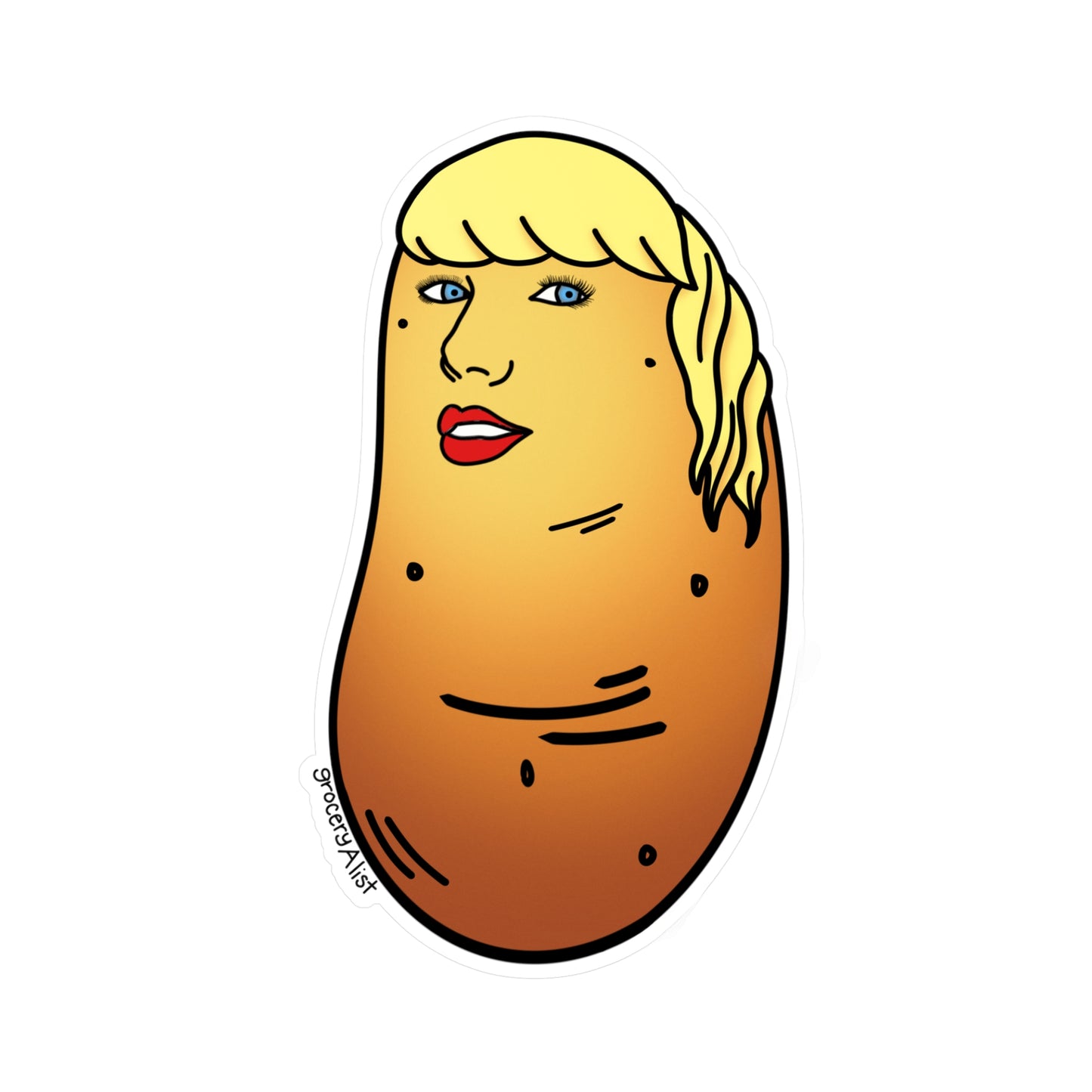 Tater Swift Vinyl Sticker | Funny Celebrity Food Pun | Famous Singer Wordplay Decal - Fun Sticker for Car/Water Bottle/Notebook