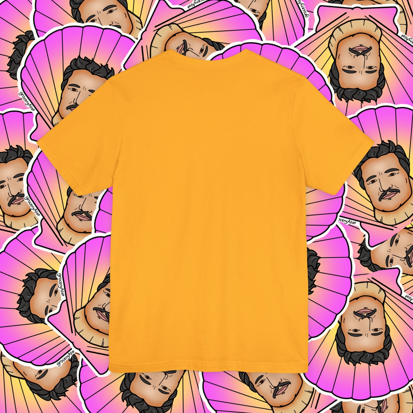 Pedro Pascallop T-shirt Full Front | Celebrity Food Pun T-shirt | Famous Actor Dad Joke Shirt
