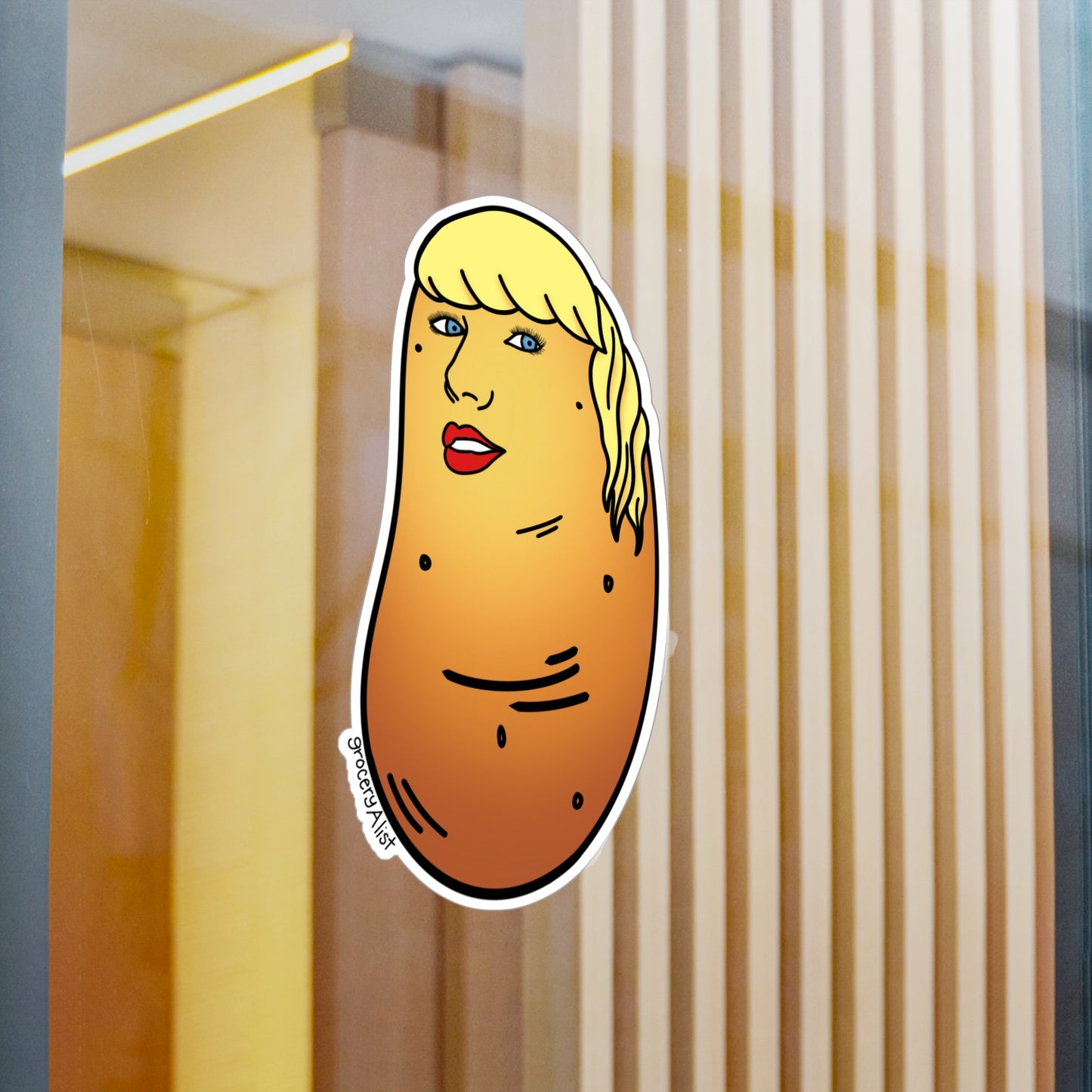 Tater Swift Vinyl Sticker | Funny Celebrity Food Pun | Famous Singer Wordplay Decal - Fun Sticker for Car/Water Bottle/Notebook