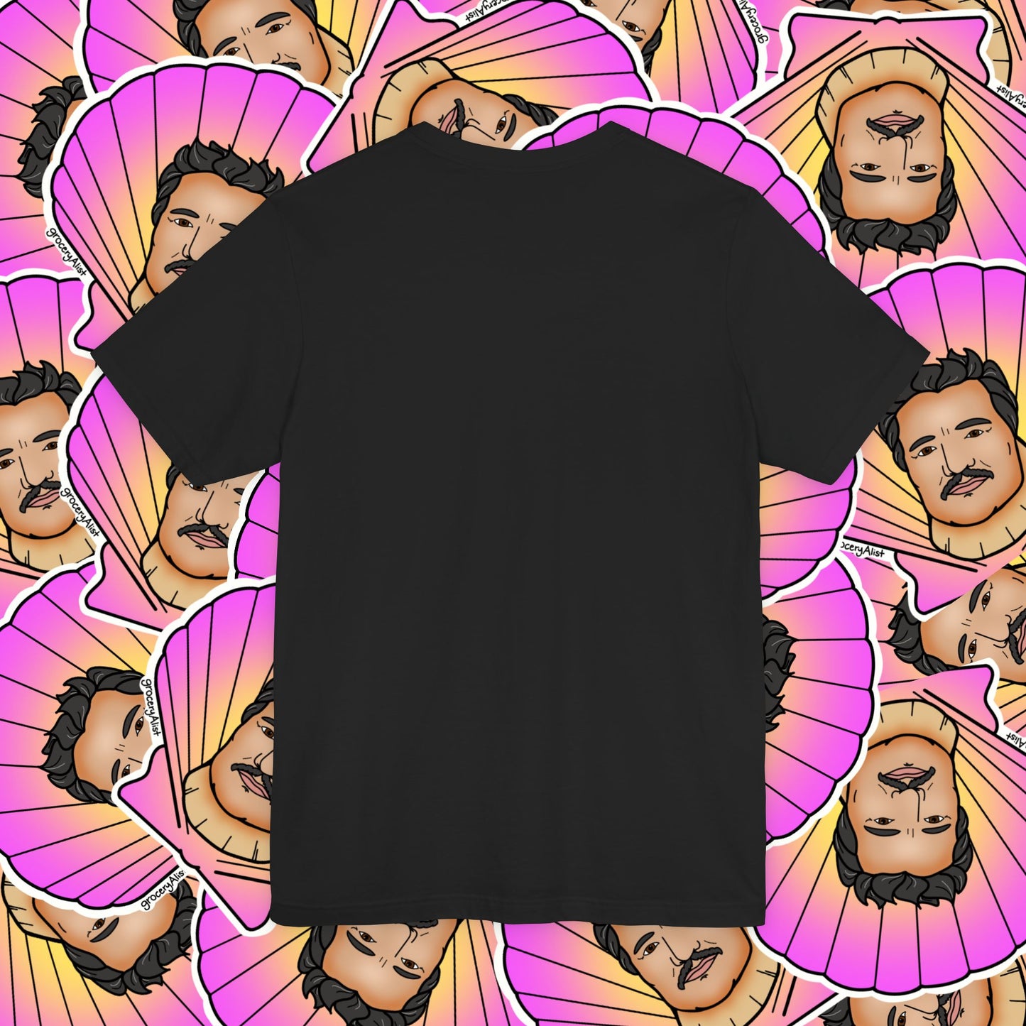 Pedro Pascallop T-shirt Full Front | Celebrity Food Pun T-shirt | Famous Actor Dad Joke Shirt
