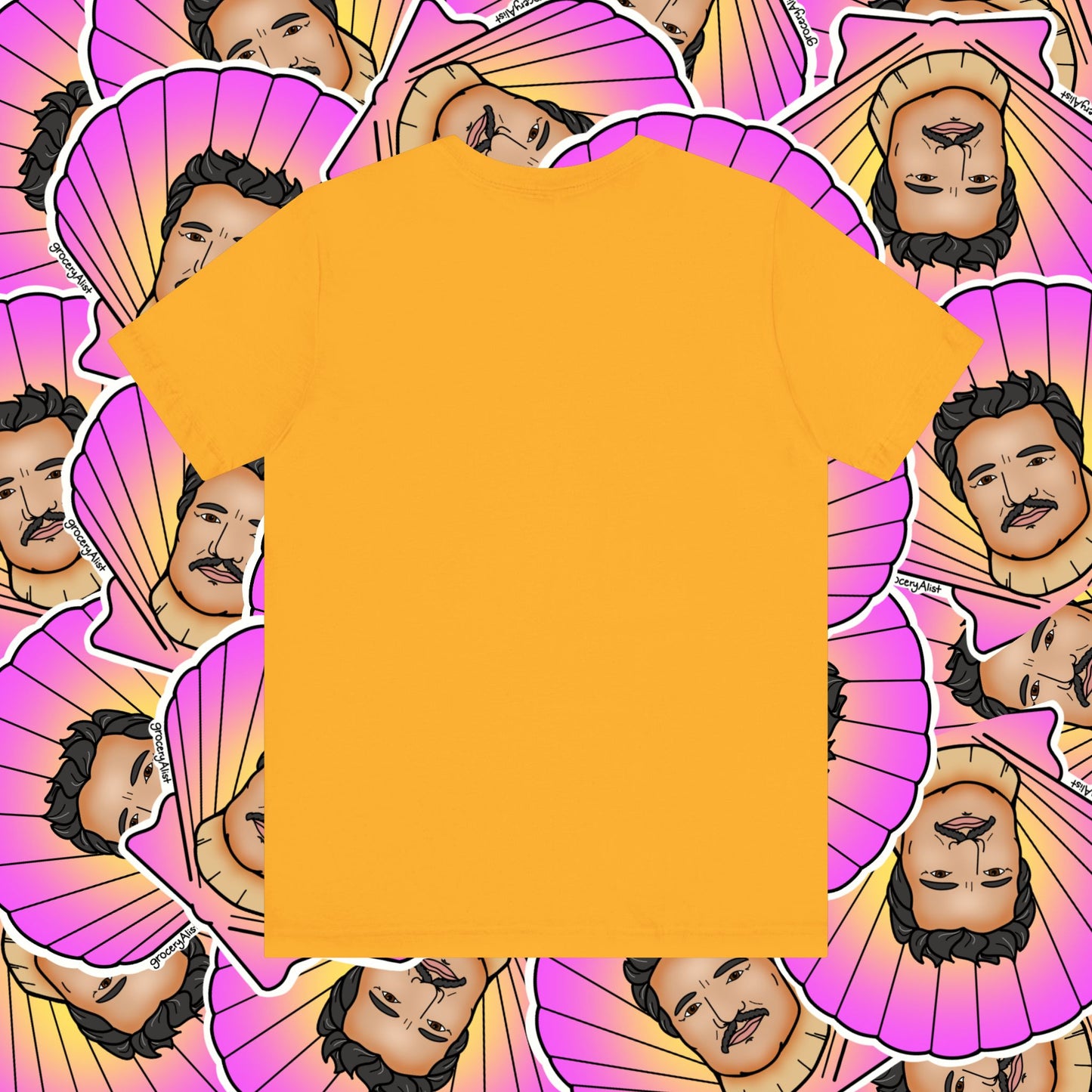 Pedro Pascallop T-shirt Full Front | Celebrity Food Pun T-shirt | Famous Actor Dad Joke Shirt