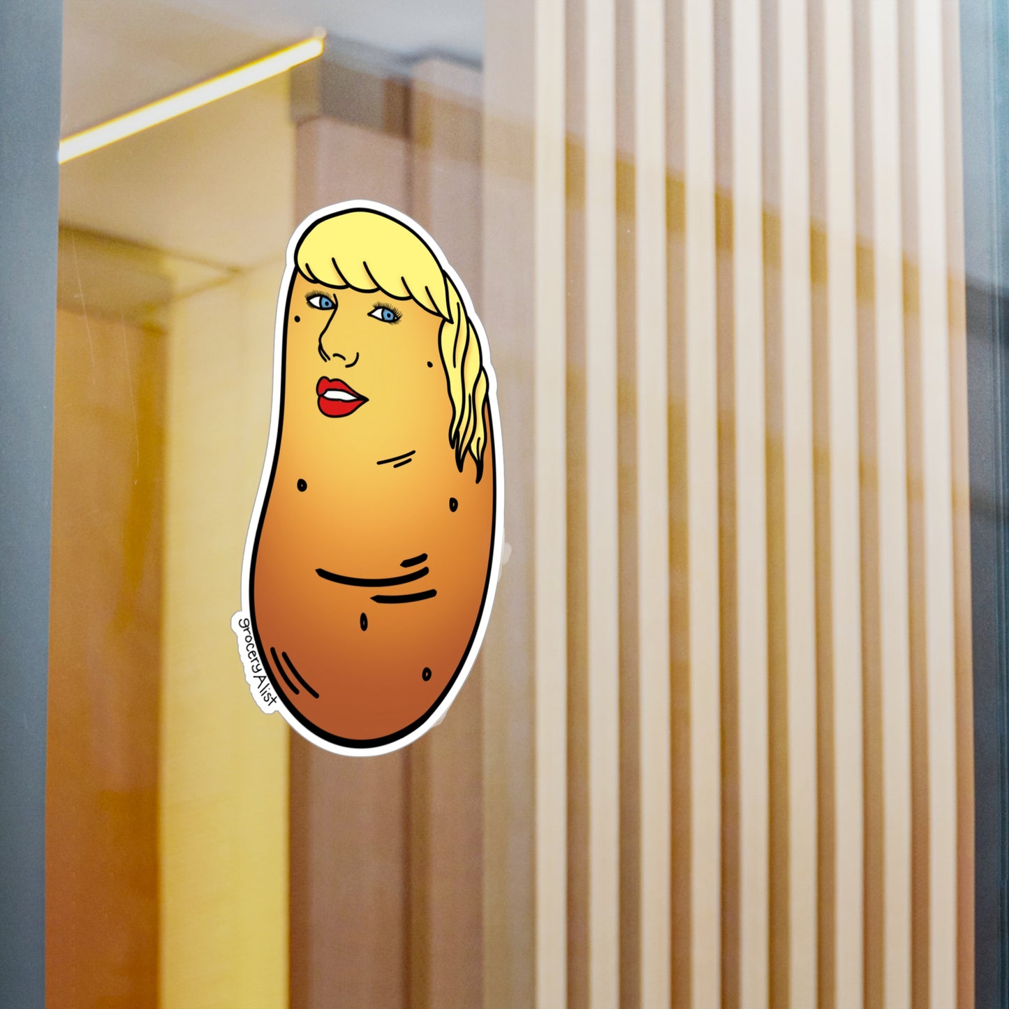 Tater Swift Vinyl Sticker | Funny Celebrity Food Pun | Famous Singer Wordplay Decal - Fun Sticker for Car/Water Bottle/Notebook