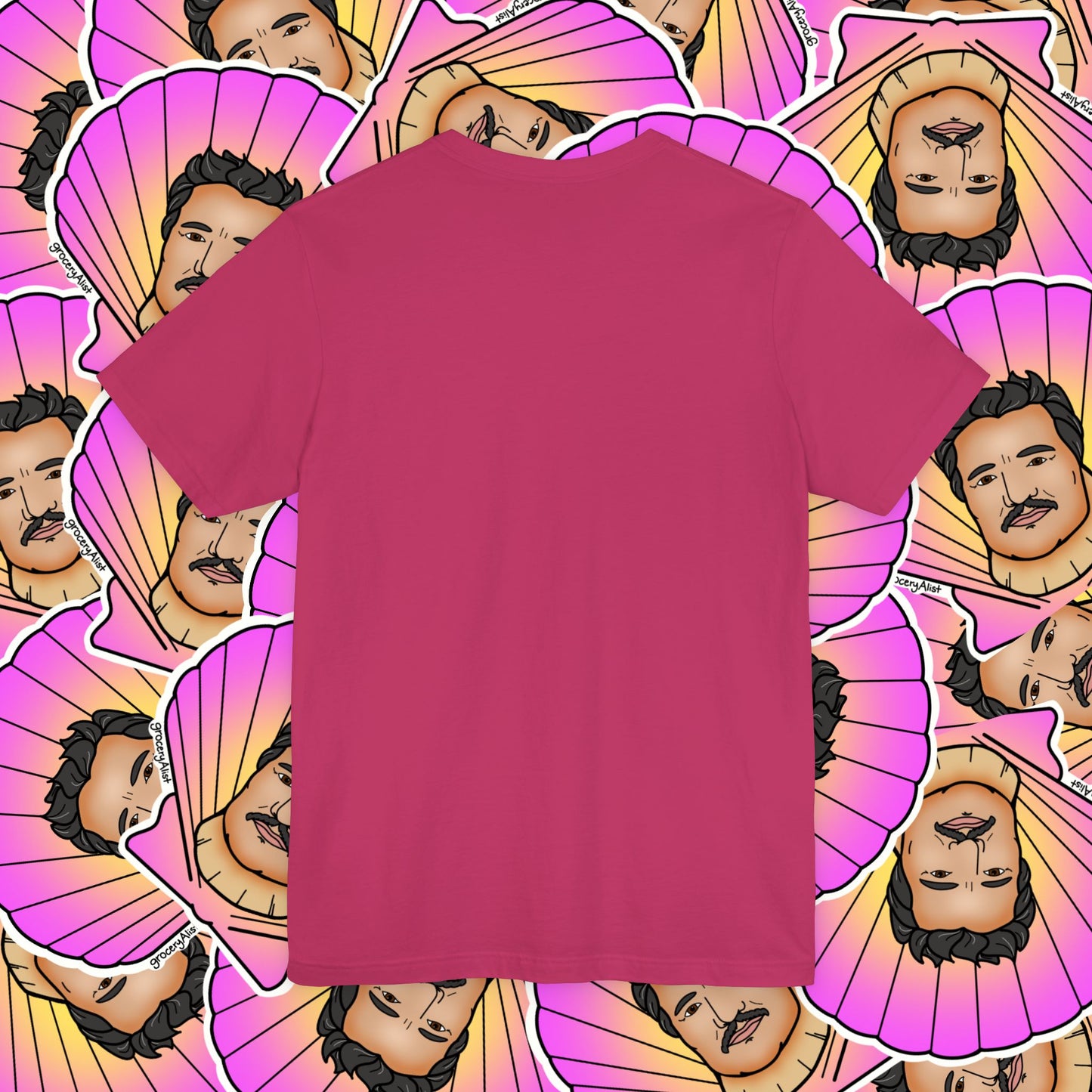 Pedro Pascallop T-shirt Full Front | Celebrity Food Pun T-shirt | Famous Actor Dad Joke Shirt