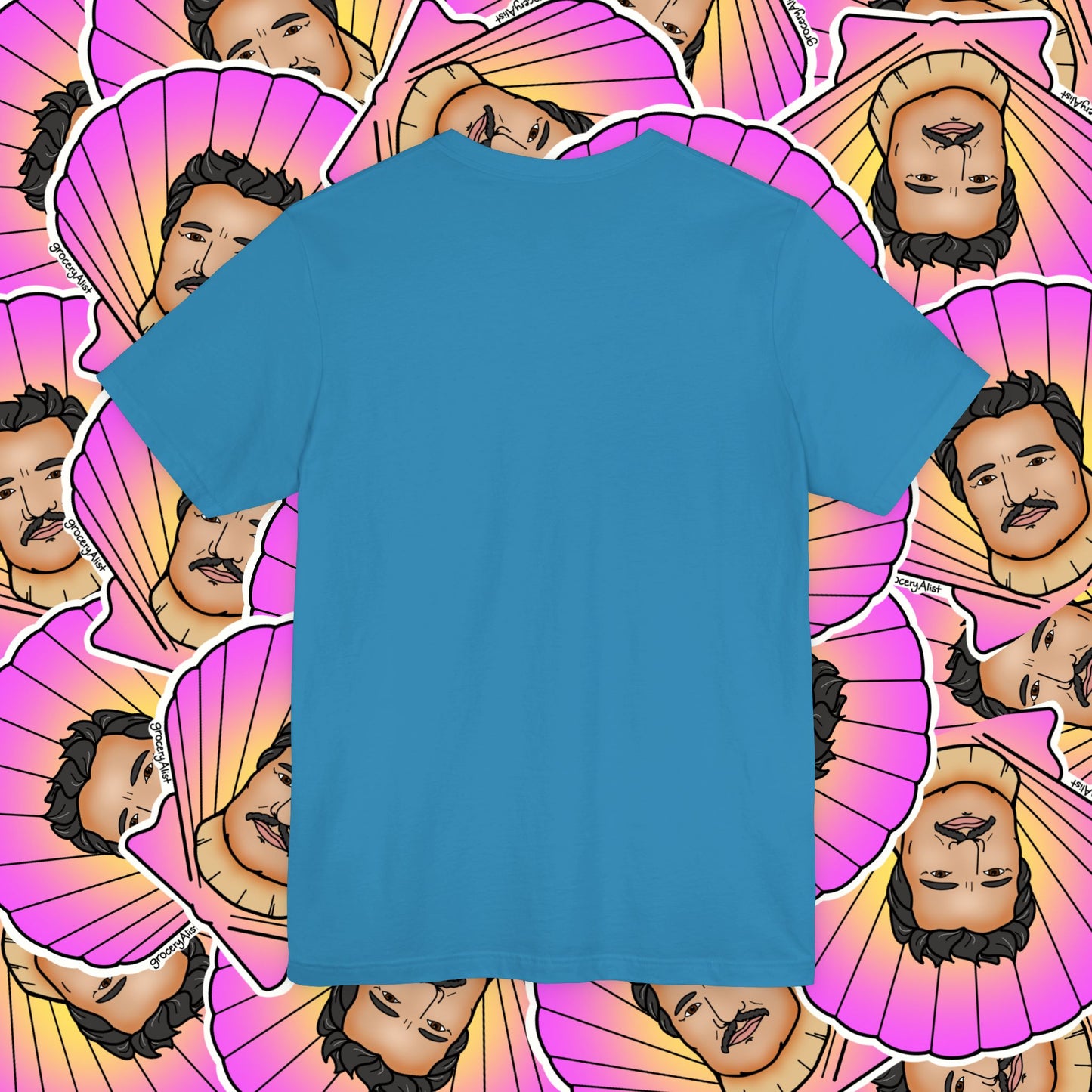 Pedro Pascallop T-shirt Full Front | Celebrity Food Pun T-shirt | Famous Actor Dad Joke Shirt